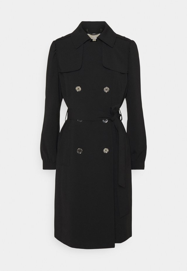 DOUBLE BREASTED PUFF SLEEVE DRAPERY - Trenchcoat - black