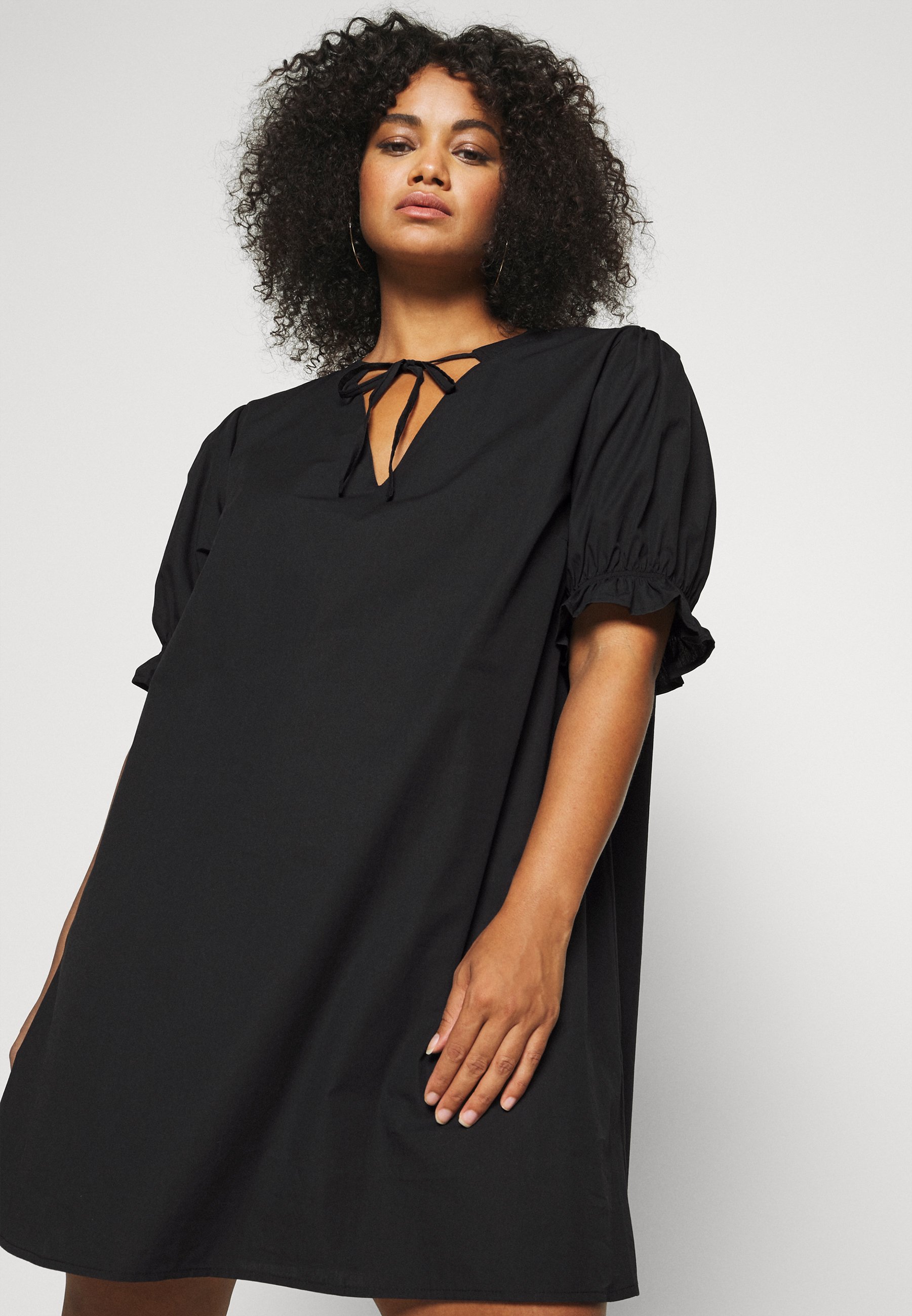 NU-IN PUFF SLEEVE A LINE MINI DRESS 