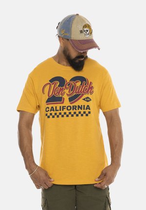 COL ROND À MANCHES COURTES TWENTY - T-shirt imprimé - jaune