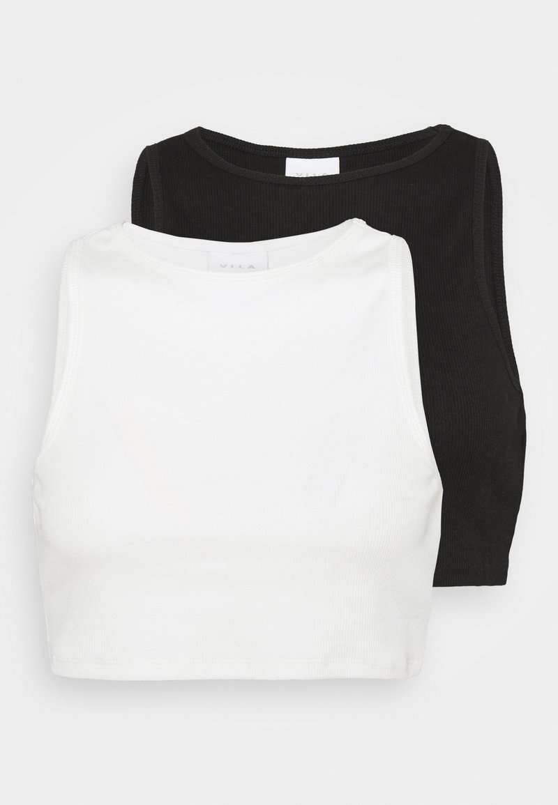 VILA VIFELIA CROPPED TANK TOP 2PACK - Top - snow white/black
