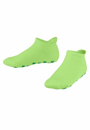 Grüne Knöchelsocken aus weichem Stoff, mit strukturierter Sohle und grünen Sternmustern für einen guten Halt sowie einem gerippten Bund für einen sicheren Sitz.
