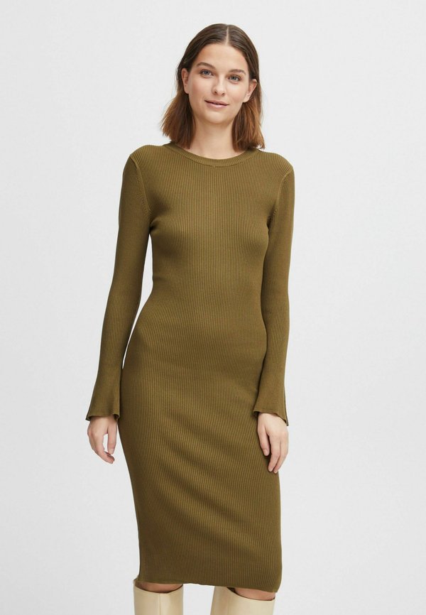 BYMMMORLA RIB DRESS - Shift dress - military olive