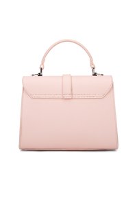 Borsa a mano strutturata di colore rosa, realizzata in materiale testurizzato, dotata di manico superiore, chiusura magnetica e design minimalista.