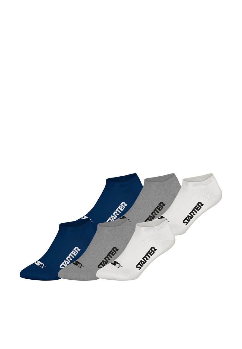 Baumwollsocken bis zum Knöchel in Marine, Grau und Weiß, mit kontrastierendem "STARTER"-Logo und einem engen, gerippten Bunddesign.