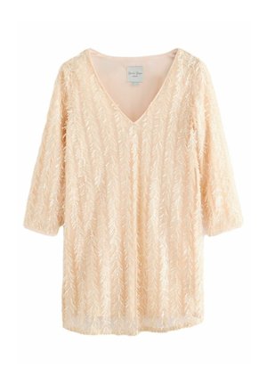 LONG SLEEVE V-NECK FRINGE SEQUIN MINI-REGULAR FIT - Koktailové šaty/večierkové šaty - pastel pink