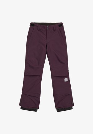 Lilla snebukser med en glat tekstur, justerbar talje, to frontlommer og elastiske manchetter ved anklerne. Logo-patch på låret.