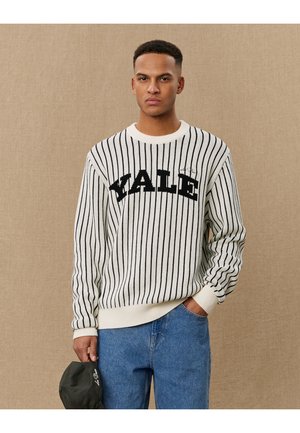 YALE PINSTRIPE ROUND NECK UNISEX - Jumper - ivory/black