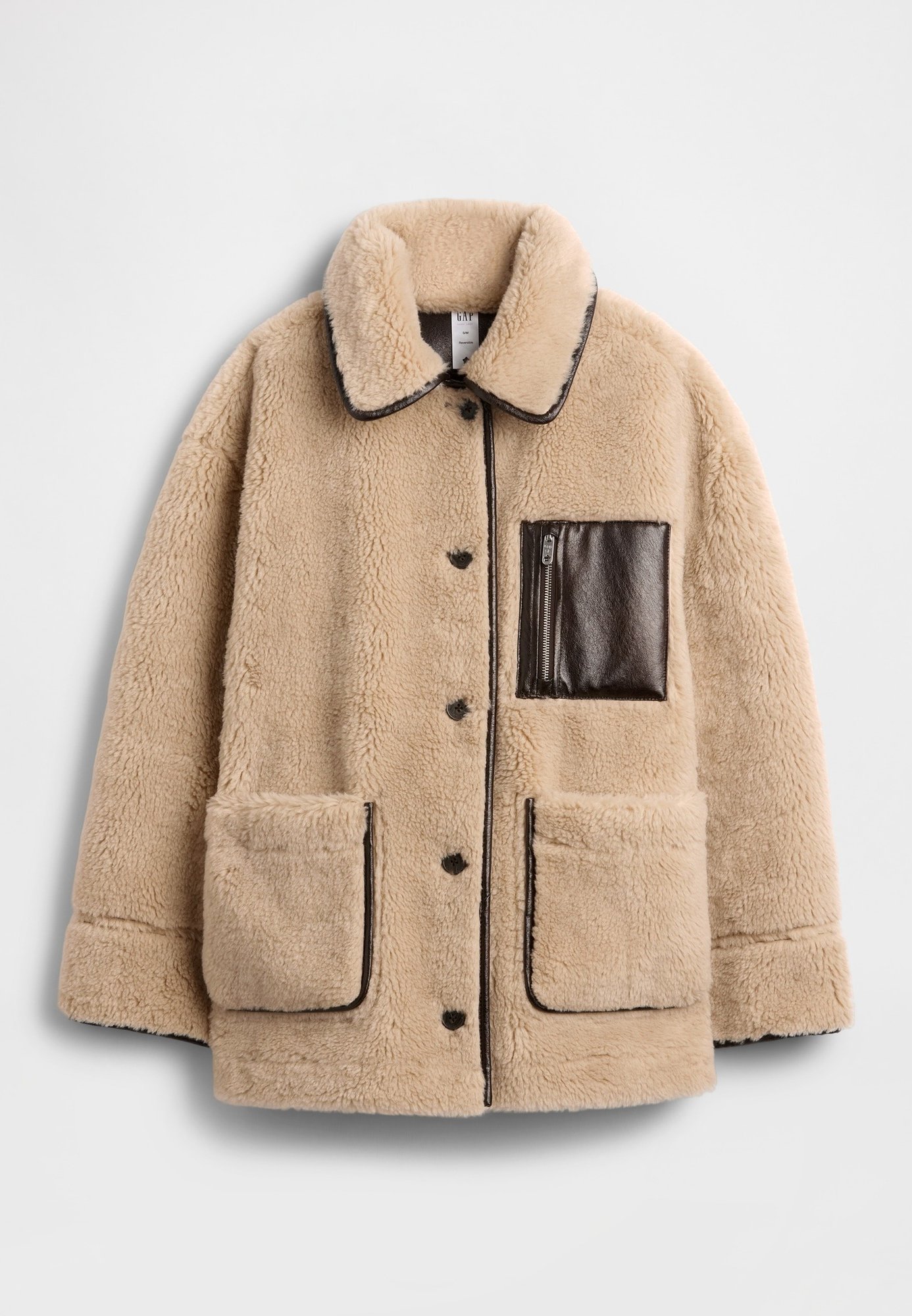 GAP GAP SANDY LIANG REVERSIBLE VEGAN LEATHER SHERPA JACKET - Faux