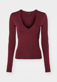 V NECK TOP - Top s dlhým rukávom - zinfandel
