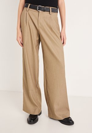LOW WIDE PLEATED TROUSERS - Broek - beige melange