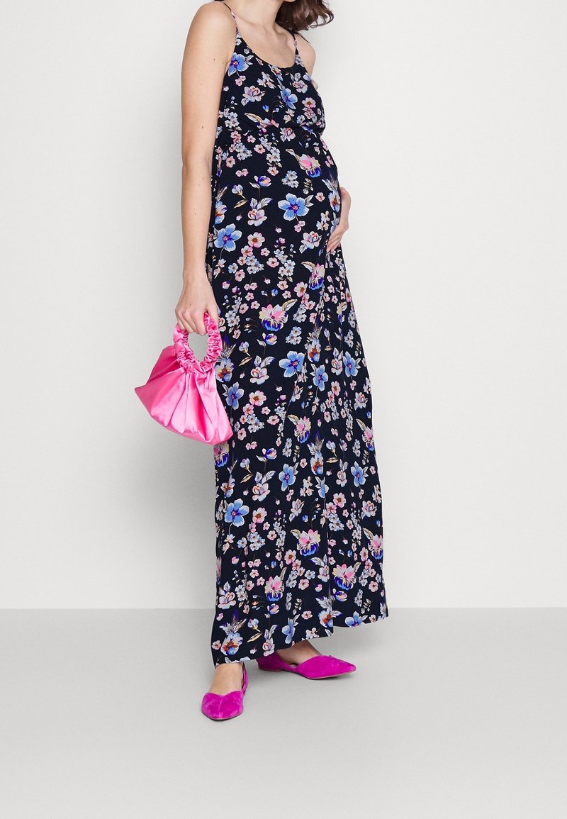 strapless open back dress Dream Blue Floral Maternity Dress main image 0
