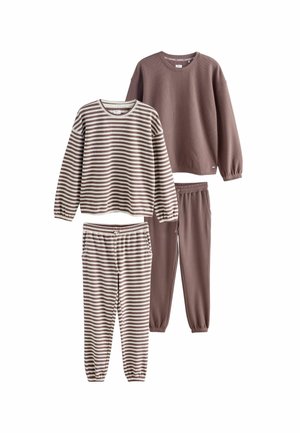 LONG SLEVE 2 PACK  SET - Nachtwäsche Set - mocha brown stripe