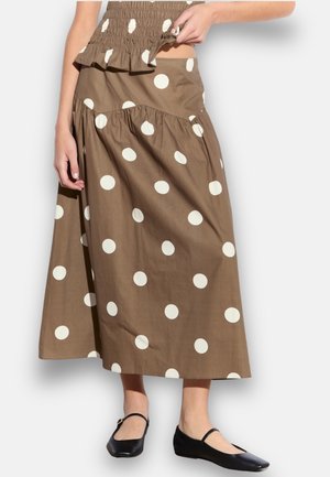 DROPPED WAIST MIDI - A-snit nederdel - taupe white spot