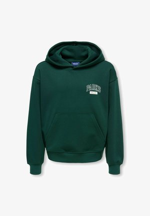 Sweat à capuche vert foncé avec poche avant et texte blanc "PARKS GALLERY" sur la poitrine gauche.