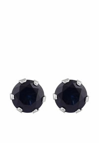 Ringikujulised, lihvitud kõrvarõngad, millel on tumesinised kivid hõbedatooni metallvarraste vahel. Disain on klassikaline ja läikiva viimistlusega.