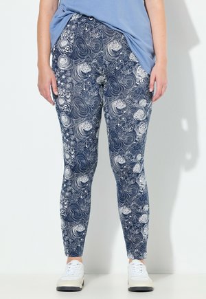 FLORALES MUSTER SCHMALES BEIN - Leggings - navy blue