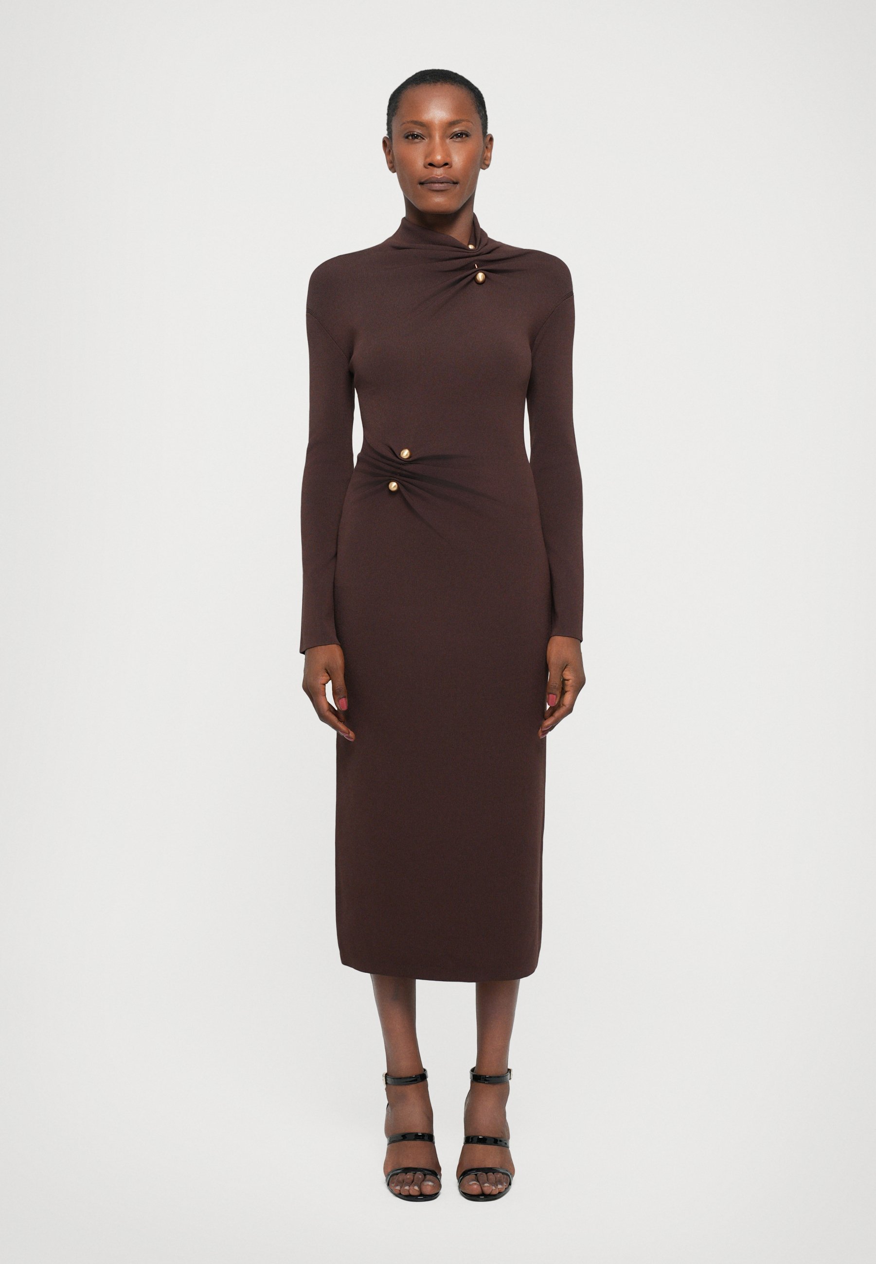 brown cult gaia dress Pemma appliqud knitted midi dress - chocolate