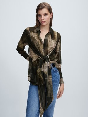 Button-down blouse - mottled dark green