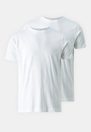 Valged puuvillased T-särgid, lühikeste käistega, ümmarguse kaeluse disain, sile tekstuur ja ilma nähtavate mustriteta. Müüakse paaridena.