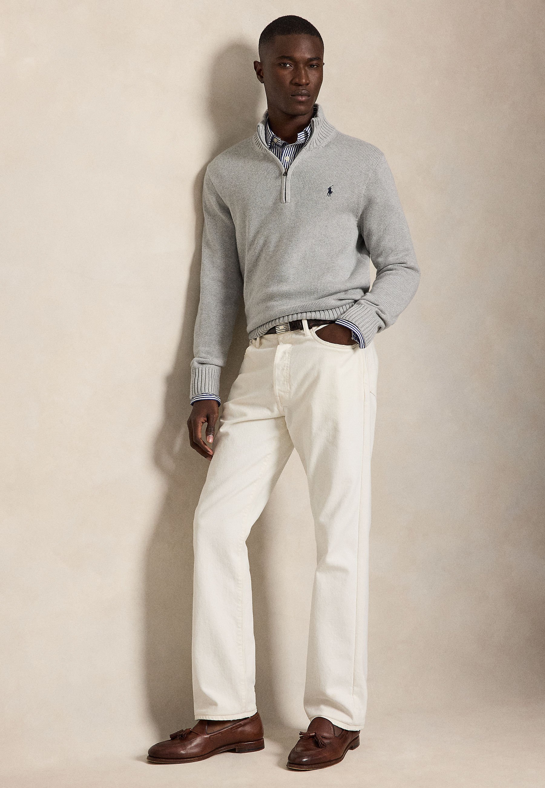 トップス polo swag Polo Ralph Lauren MESH KNIT COTTON QUARTER ZIP SWEATER - Pulover