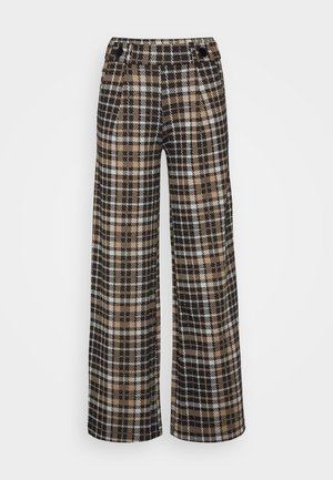 JDY JDYGEGGO MIA LONG CHECK PANT - Püksid - black/silver mink/white