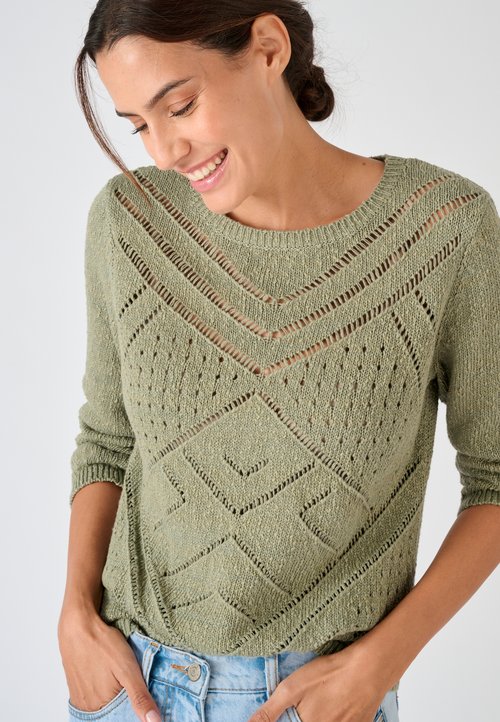 Sweat Pull Femme Damart Taille 22 - Coton Vert Manches Longues - Sans étiquette (neuf)
