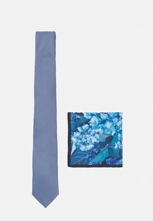 GEO TIE FLORAL HANKIE SET - Solmio - blue