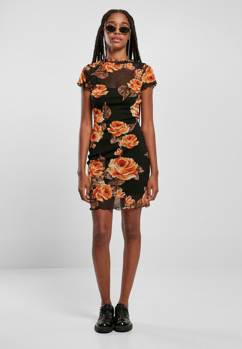 Urban Classics DAMEN - Shift dress - mangorose/mottled black - Zalando.ie