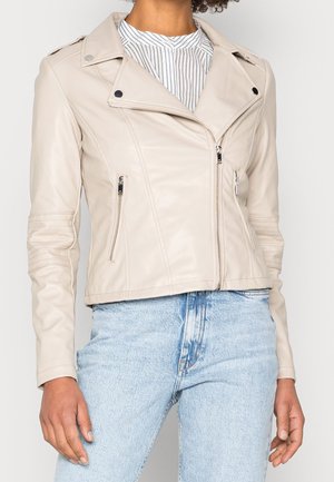 Imiteret læderjakke - beige