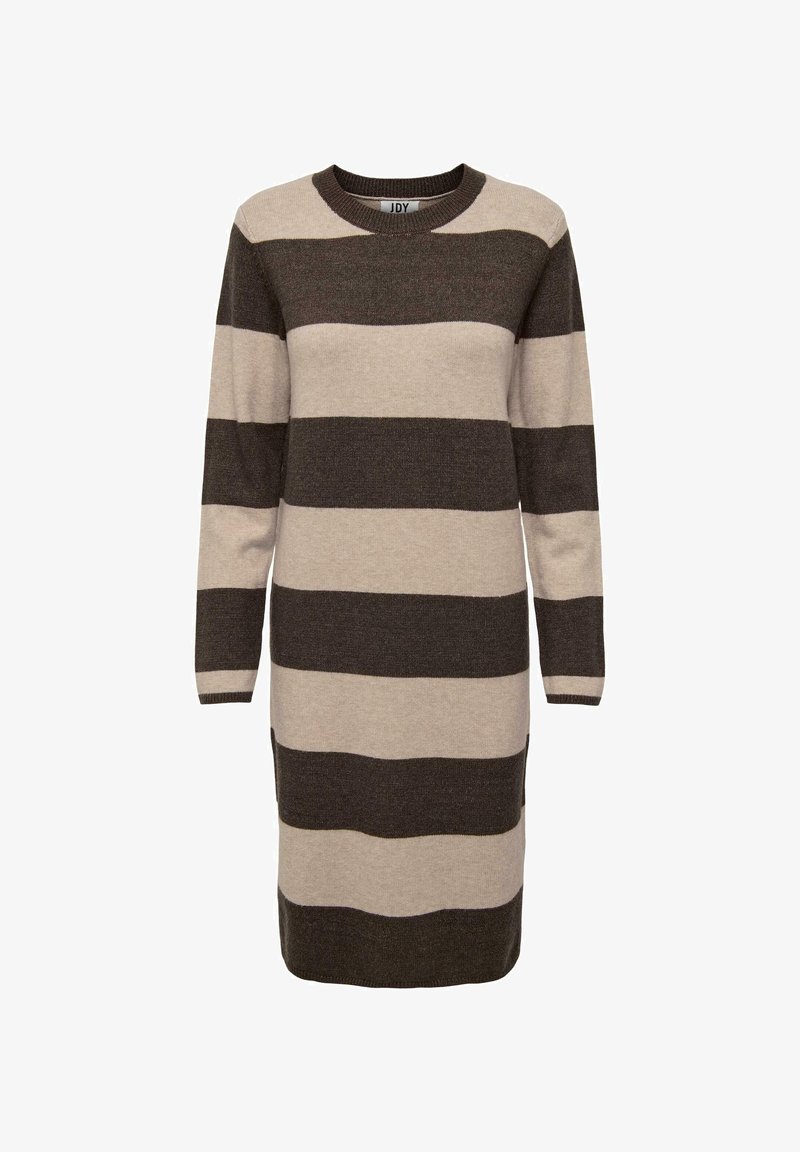 JDY MARCO L/S AT KNEE STRIPED - Jumper dress - coffee bean beige melange
