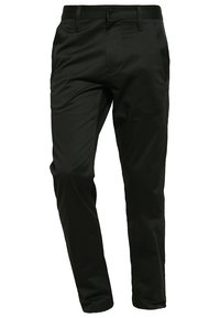 Černé slim-fit kalhoty z hladké tkaniny, s předním zipem a zapínáním na knoflík, a bočními kapsami s plochým předním designem.