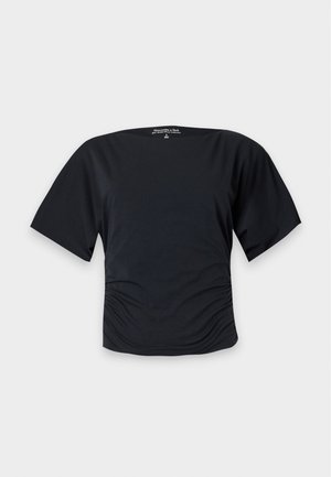 Abercrombie & Fitch, SLASH FLUTTER SLEEVE - Βασικό μπλουζάκι - black