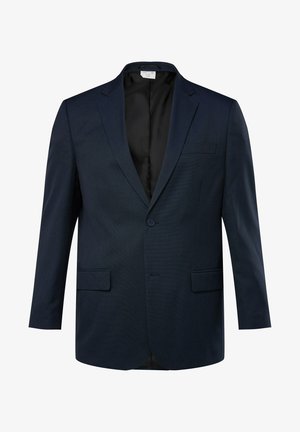 Marineblazer aus strukturiertem Stoff, mit einem Knopfverschluss, zwei vorderen Taschen und einem eingekerbten Revers, ausgestattet mit einem glatten Innenfutter.