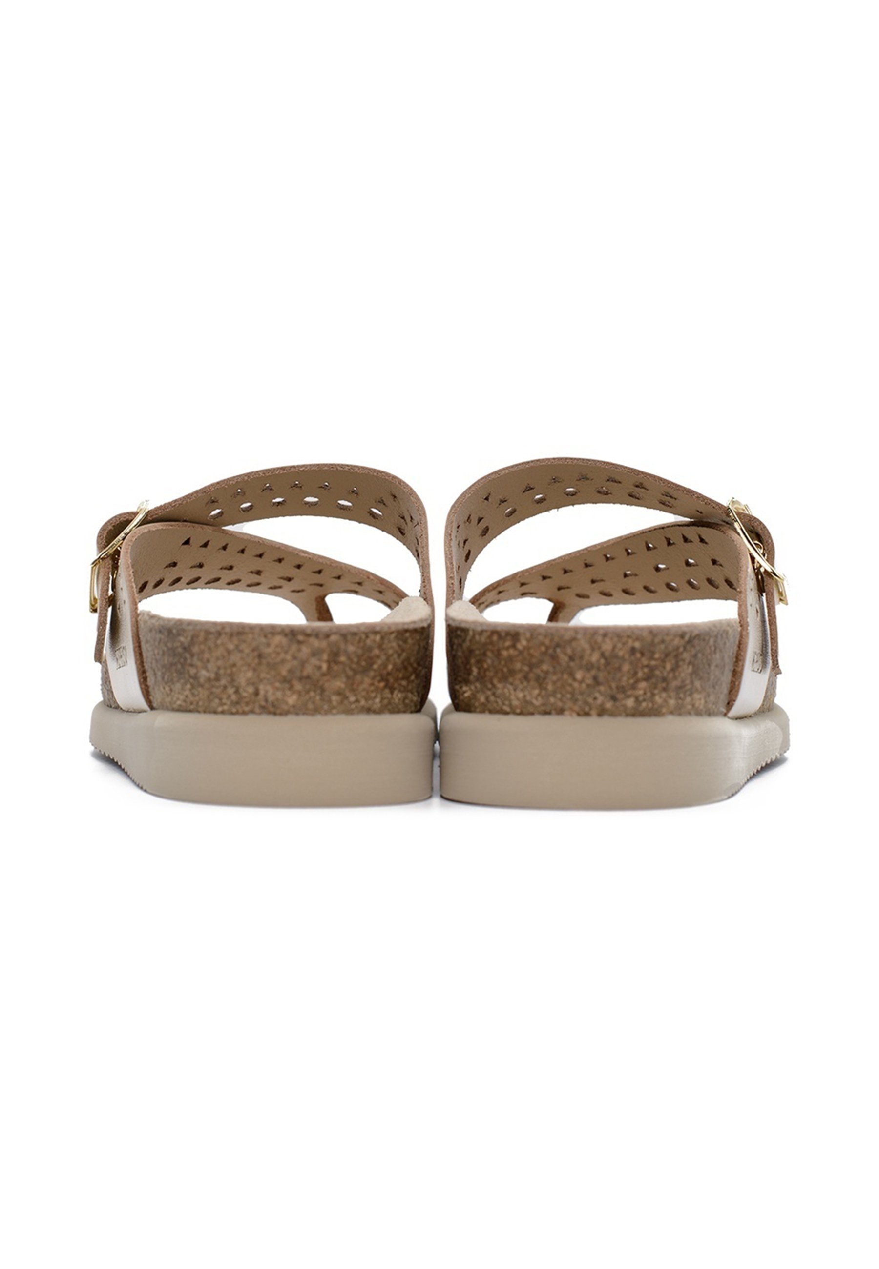 Mephisto Helen Sandali Infradito In Pelle Oro Per Donna - Con Plantare In Sughero E Zeppa Leggera