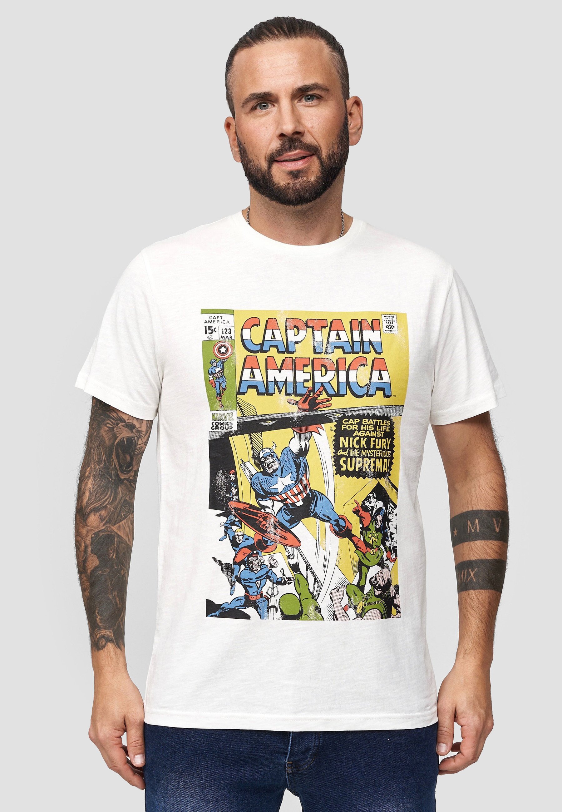 Re:Covered MARVEL CAPTAIN AMERICA BATTLES - T-shirt con stampa -  ecru/bianco - Zalando.it