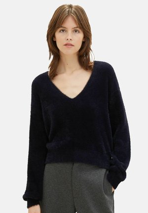 FLAUSCHIG MIT V-AUSSCHNITT - Maglione - schwarz
