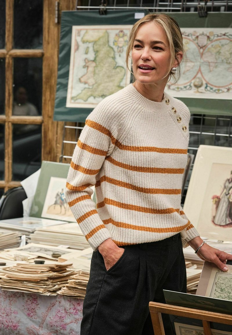 Fat Face REGULAR FIT BRETON STRIPE Jumper chalk white/white