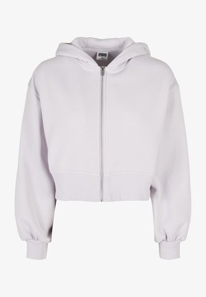 Lühendatud kapuutsiga särgid helesinises lavendli toonis. Omab eesmist tõmblukk, soonitud mansette ja siledat tekstuuri. Lihtne disain, ilma mustriteta.