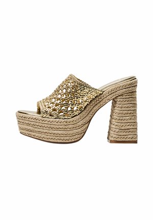 BRAIDED - Heeled mules - gold coloured