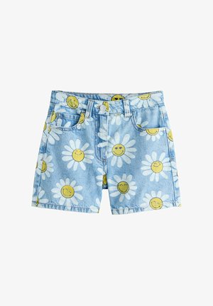 Next, REGULAR FIT - SMILEYWORLD DAISY - Denimové šortky - mid blue