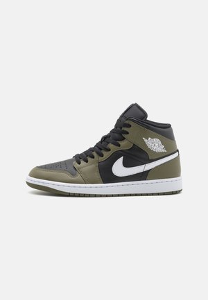 AIR JORDAN 1 MID - Magas szárú edzőcipők - black/white/med olive/sail