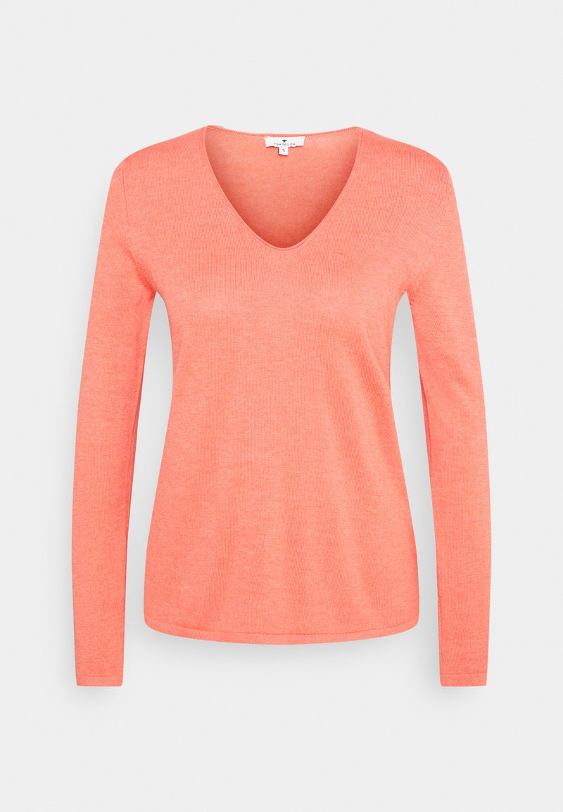 TOM TAILOR BASIC V-NECK - Pulover - strong peach melange