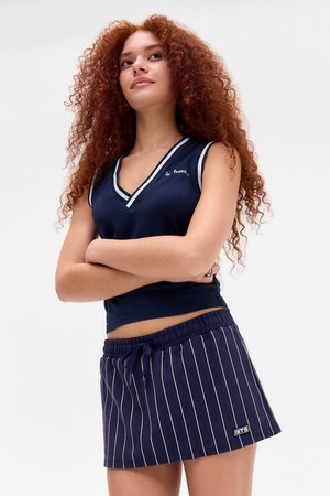 PINSTRIPE SKIRT - Mini skirt - navy