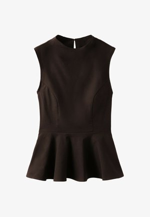 Stradivarius, HIGH-NECK PEPLUM SLEEVELESS TOP - Bluse - dark brown
