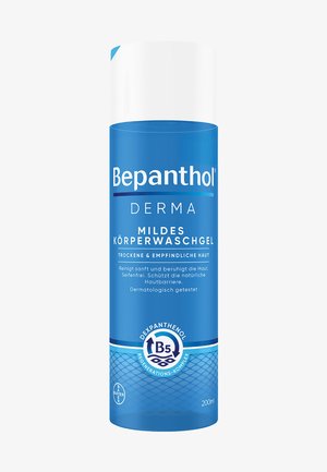Bepanthol Derma mildes Duschgel für trockene, empfindliche Haut, seifenfrei, schützt die natürliche Hautbarriere, enthält Dexpanthenol B5, 200 ml Flasche.