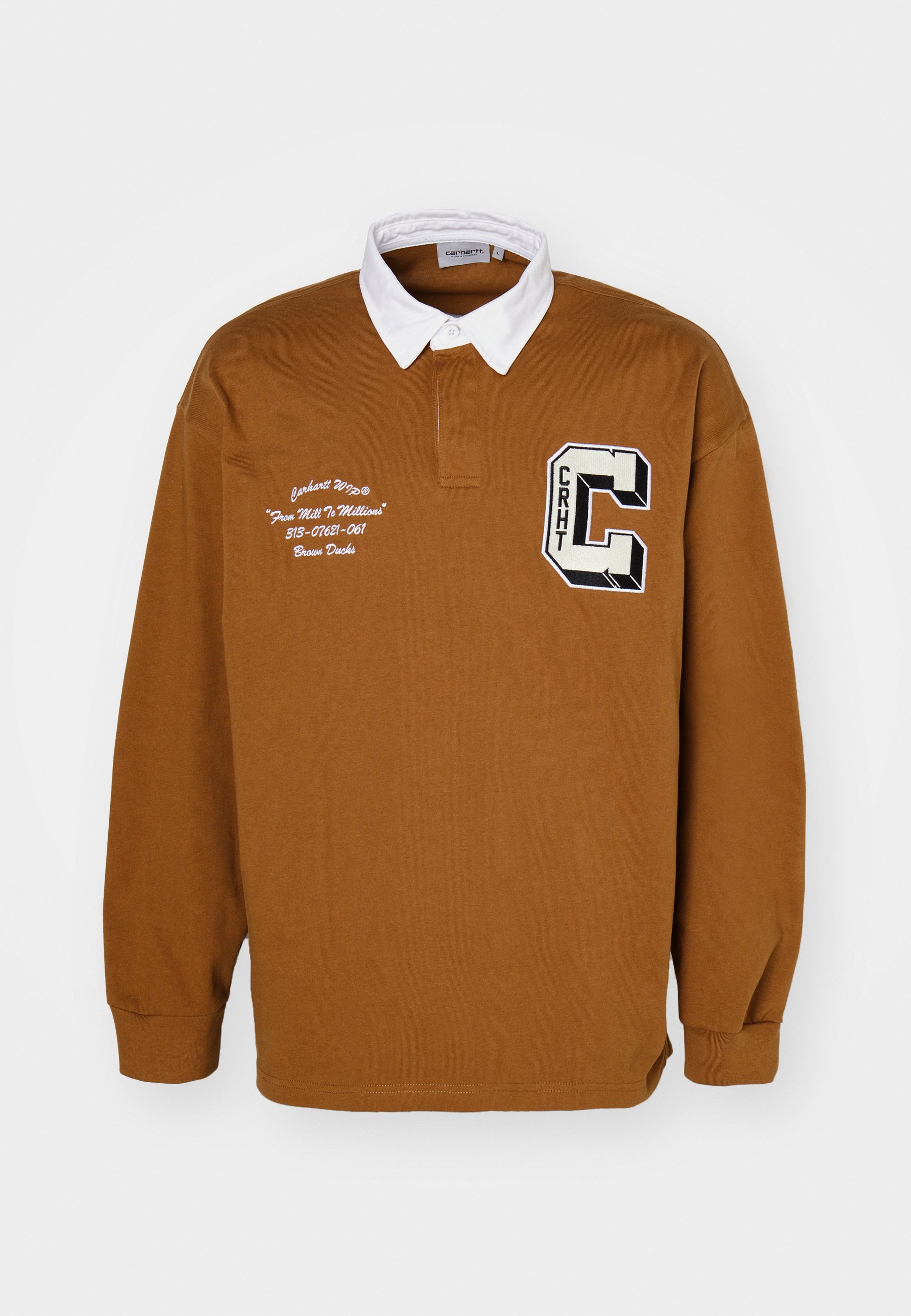 Brown and white polo shirt