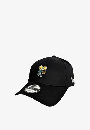 Black baseball cap with embroidered cartoon character holding a basketball. Features a flat brim and adjustable snapback closure.