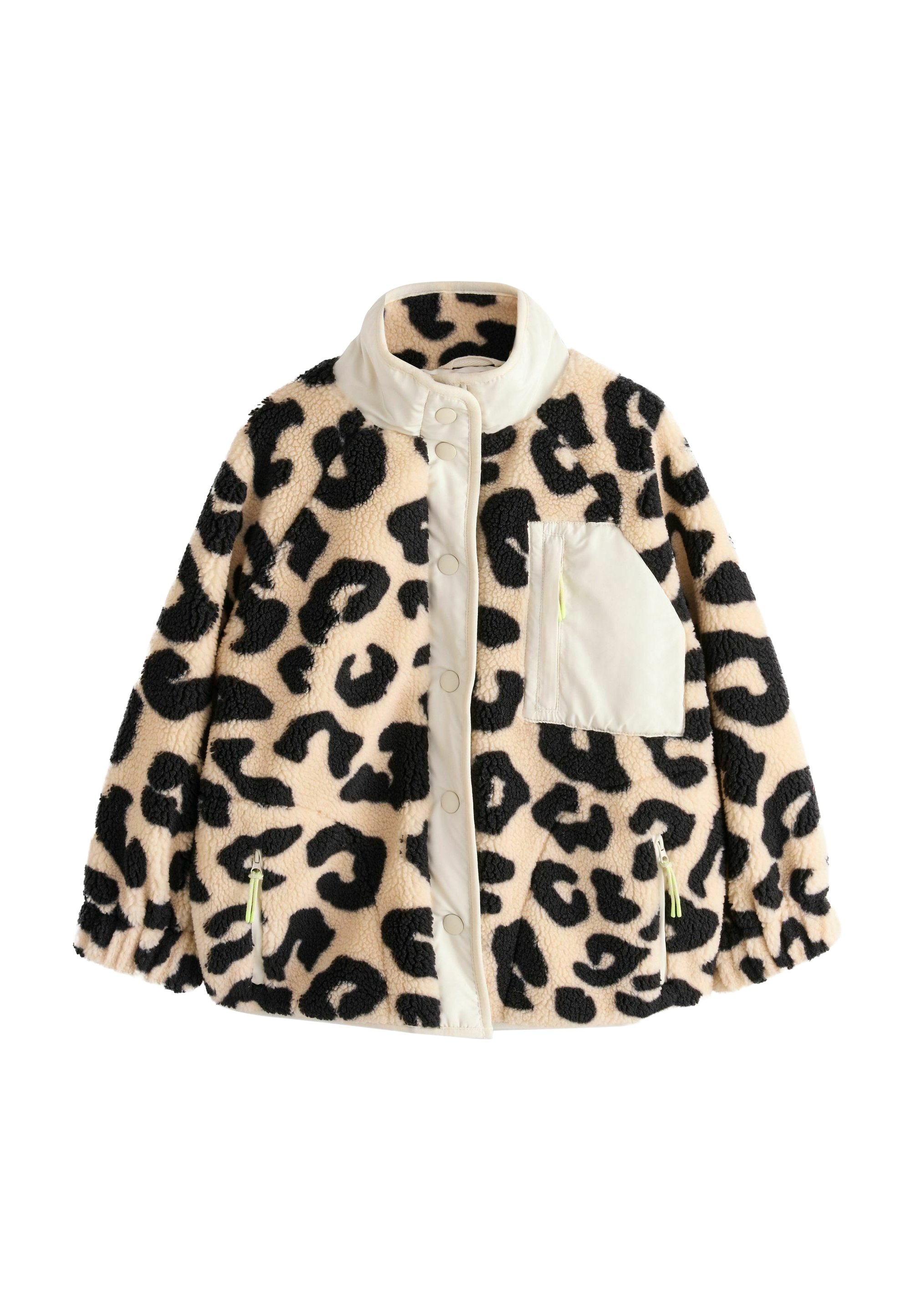 Next REGULAR FIT BUTTON UP BORG Fleece jacket black ecru