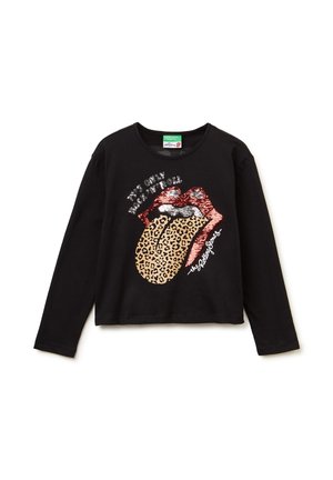 PRINT ON FRONT LOGO LABEL ON END LEFT SLEEVE - Maglietta a manica lunga - black