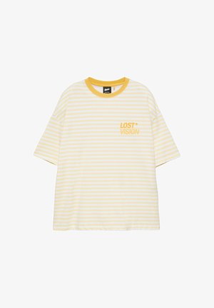 PULL&BEAR, BOXY STRIPED STWD - T-SHIRT - T-Shirt print - yellow